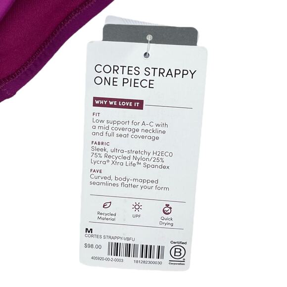 Athleta Cortes Strappy One Piece Swimsuit Medium New NWT Vibrant Fuchsia UPF - Picture 6 of 6